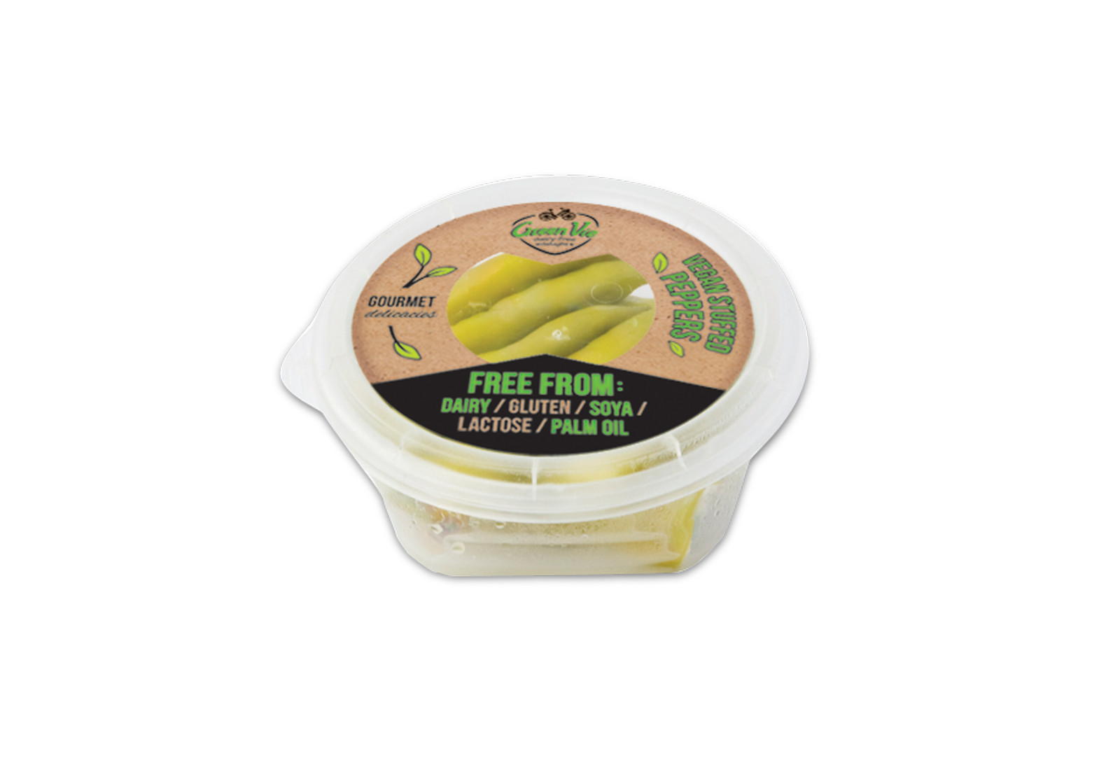 Vegan Dairy-Free Green peppers stuffed with GreenVie spread