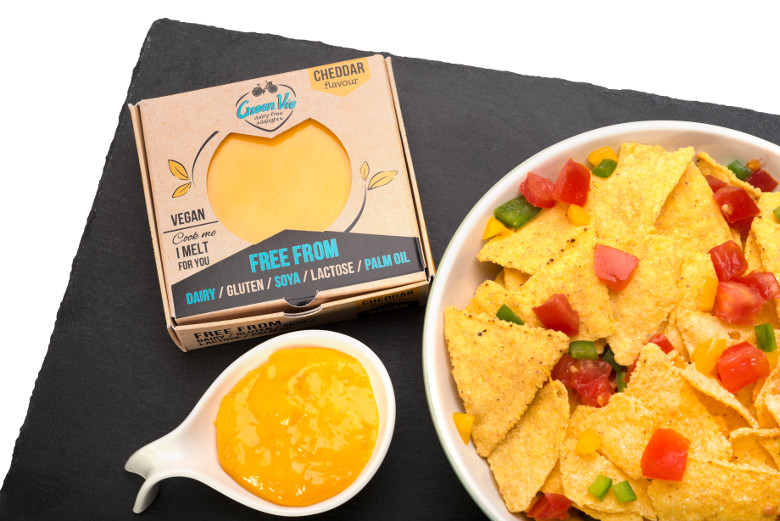 Vegan Dairy-free Plant Based Diet Nachos Plate 4 servings with cheddar flavour cheese